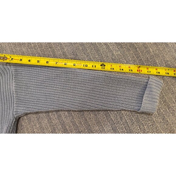 Distressed V-Neck Light Blue Sweater Long Sleeve Oversized Knit Moon & Madison - Picture 6 of 6